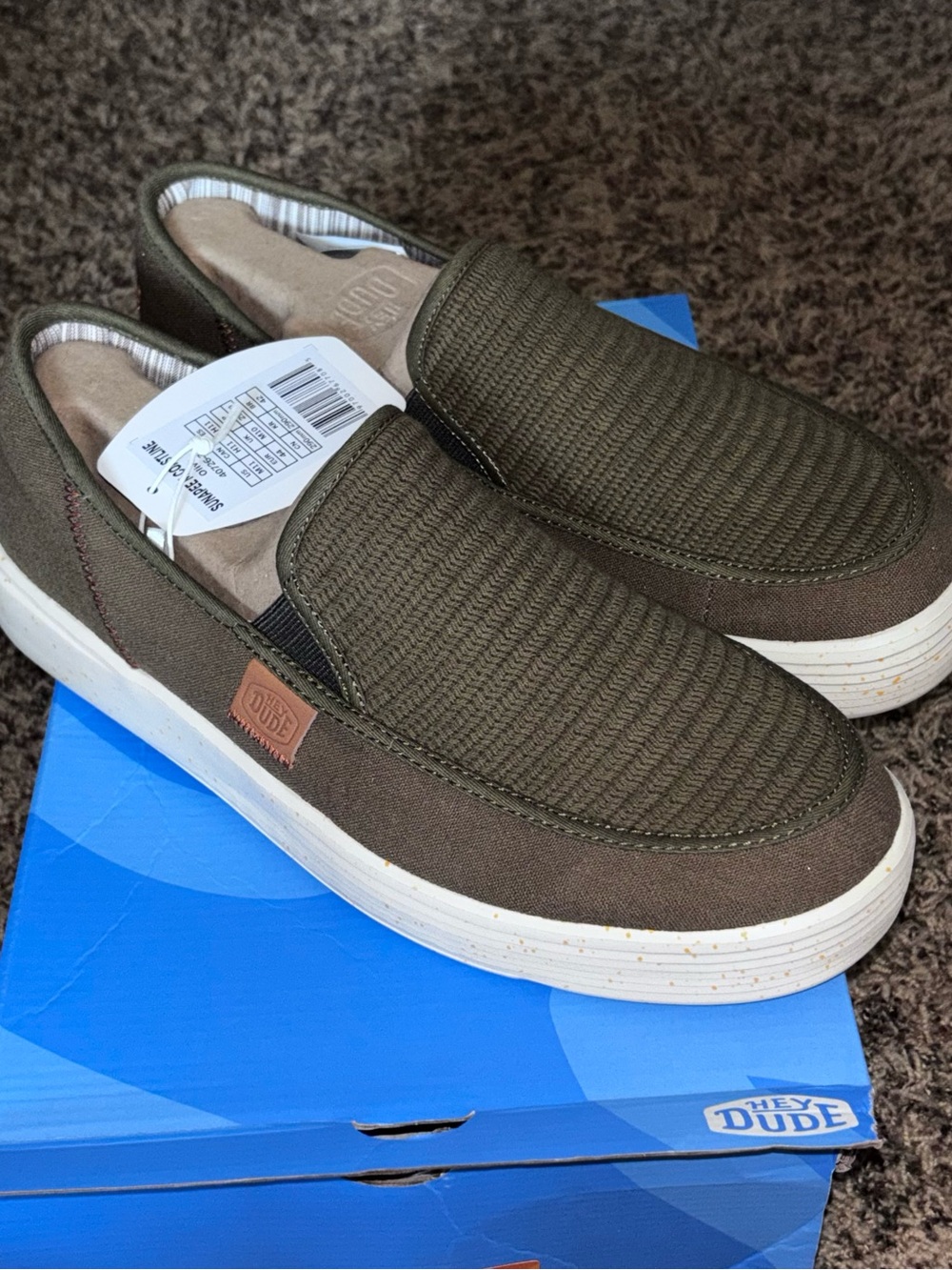New Hey Dude Sunapee Coastline Slip On Shoes Men’s Size 11 Sneakers Olive